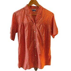 Liberty of London Vintage Womens Tana Lawn Triminghaus Red Short Sleeve Blouse L